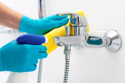 Professional carpet cleaner preparing a Pimlico interior for deep cleaning